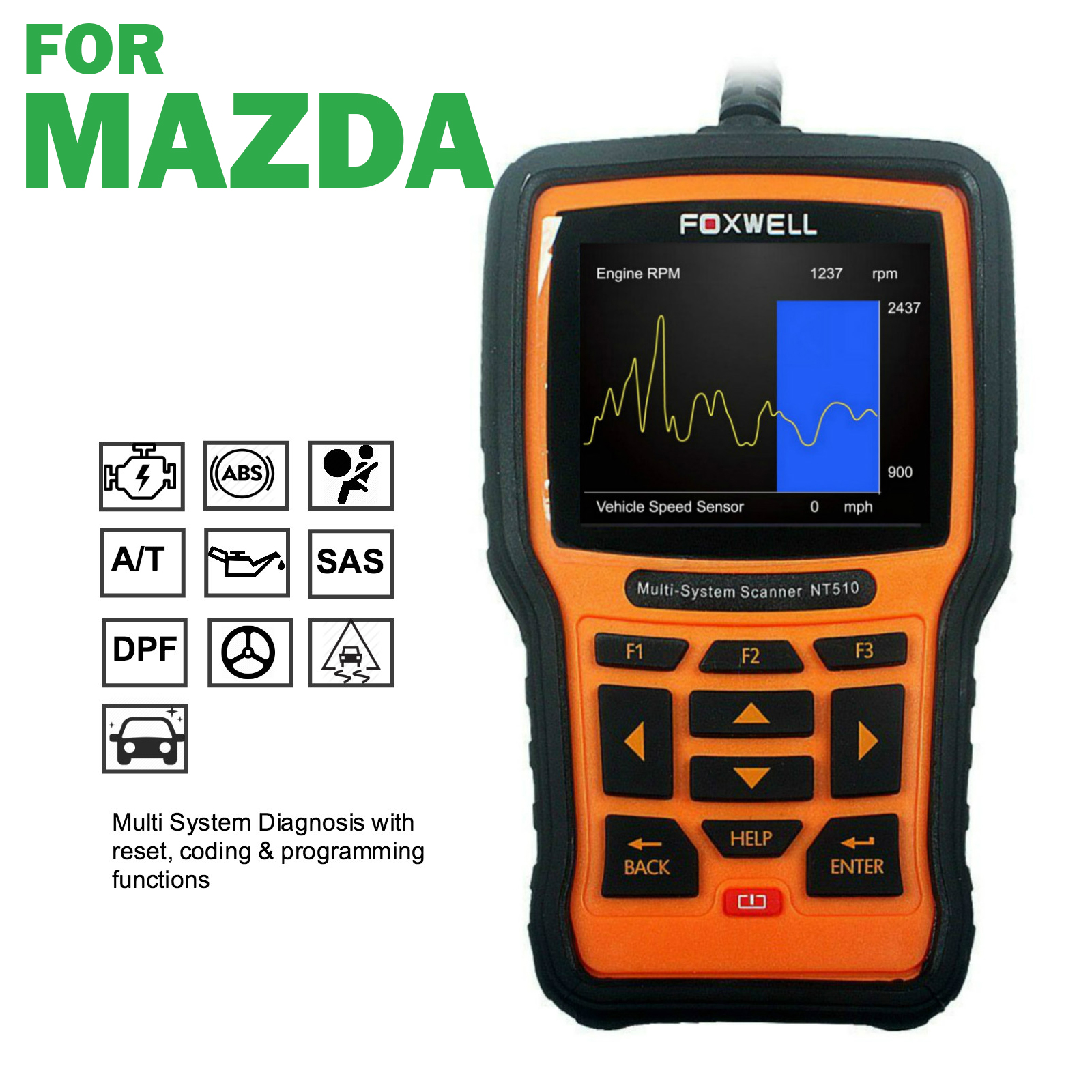 Foxwell NT510 OBD2 Scan Tool For Mazda ABS SRS Oil Service Reset Code Reader eBay