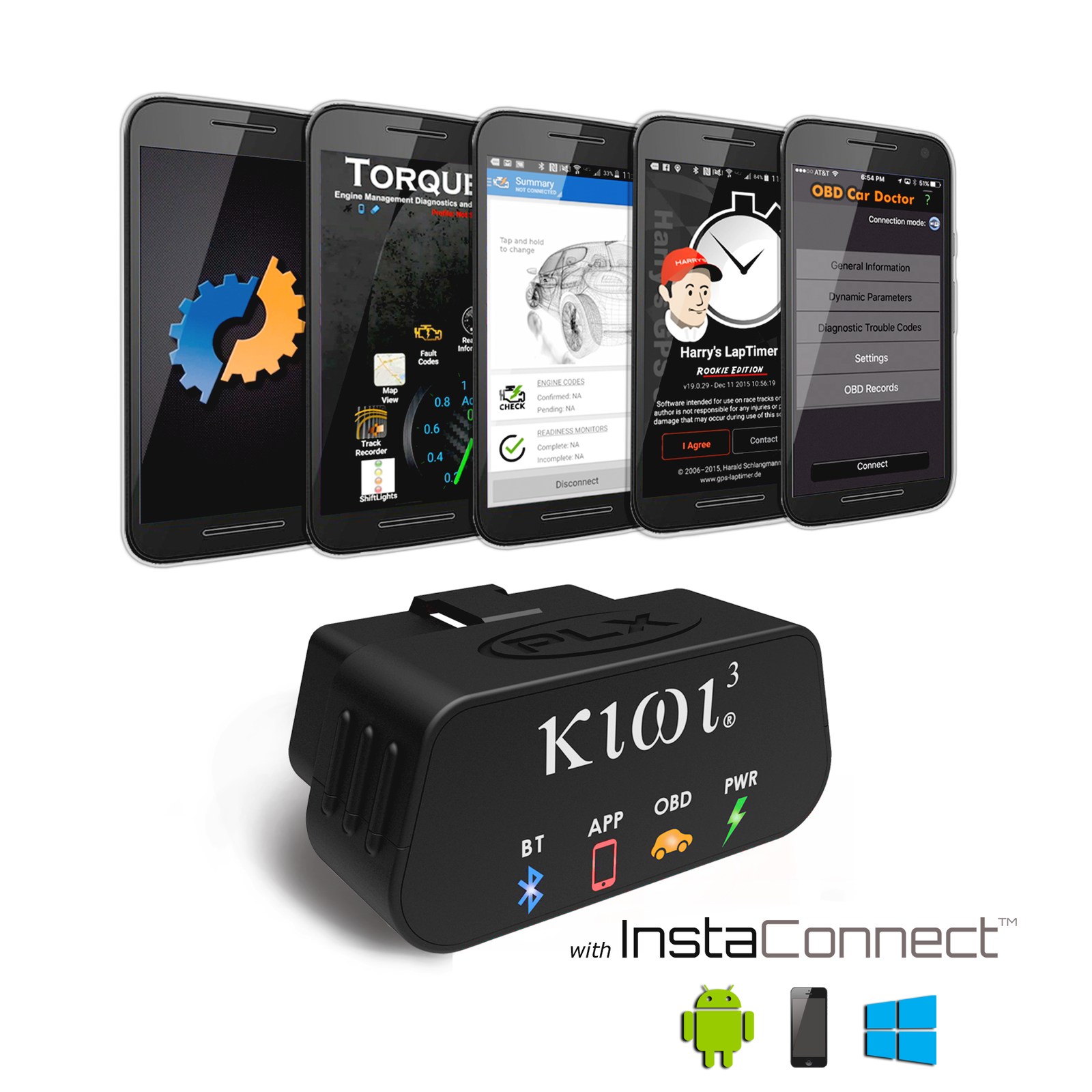 PLX Devices Kiwi3 OBD2 Bluetooth Scan Tool For Android iOS & Windows