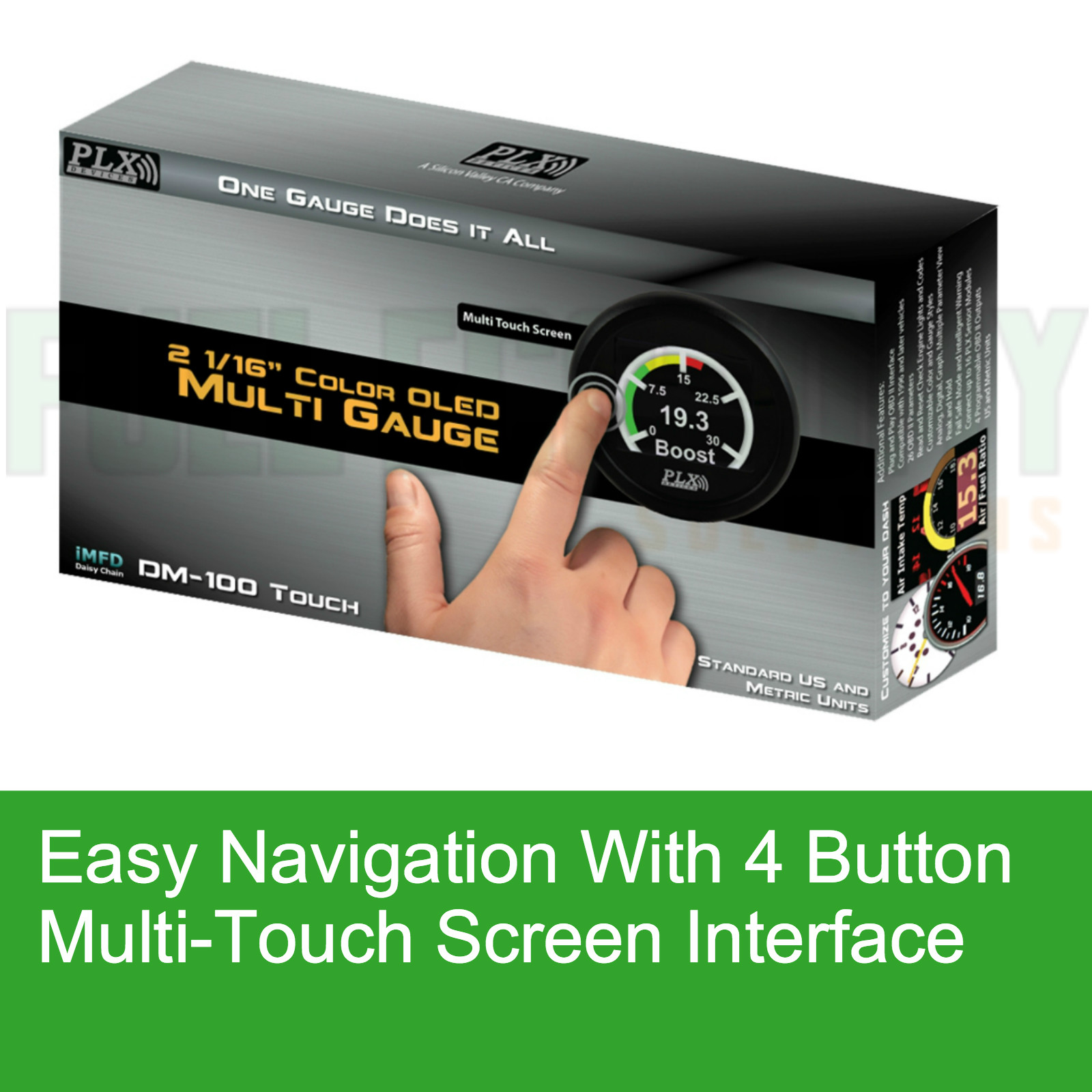 PLX DM100 OBDII Multi Gauge OBD2 Car Scan Tool Boost Speedometer Temp