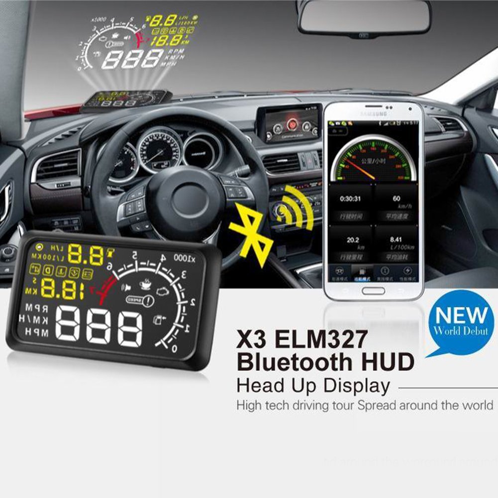 x3 car hud head up display obd ii obd2 auto gauge 5 5 obd2 shift light app